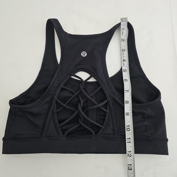 Lululemon Sweaty or Not Bra Black Mesh Lattice Back Size 8 - Picture 10 of 11